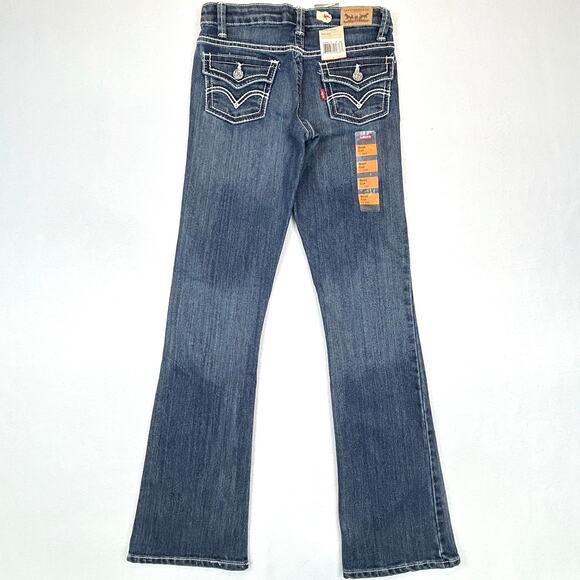 Levi's Boot Cut Jeans Adj Waist Stretch Blue Wonder Girls Sz 12 SLIM 24x27 NEW - Picture 2 of 14